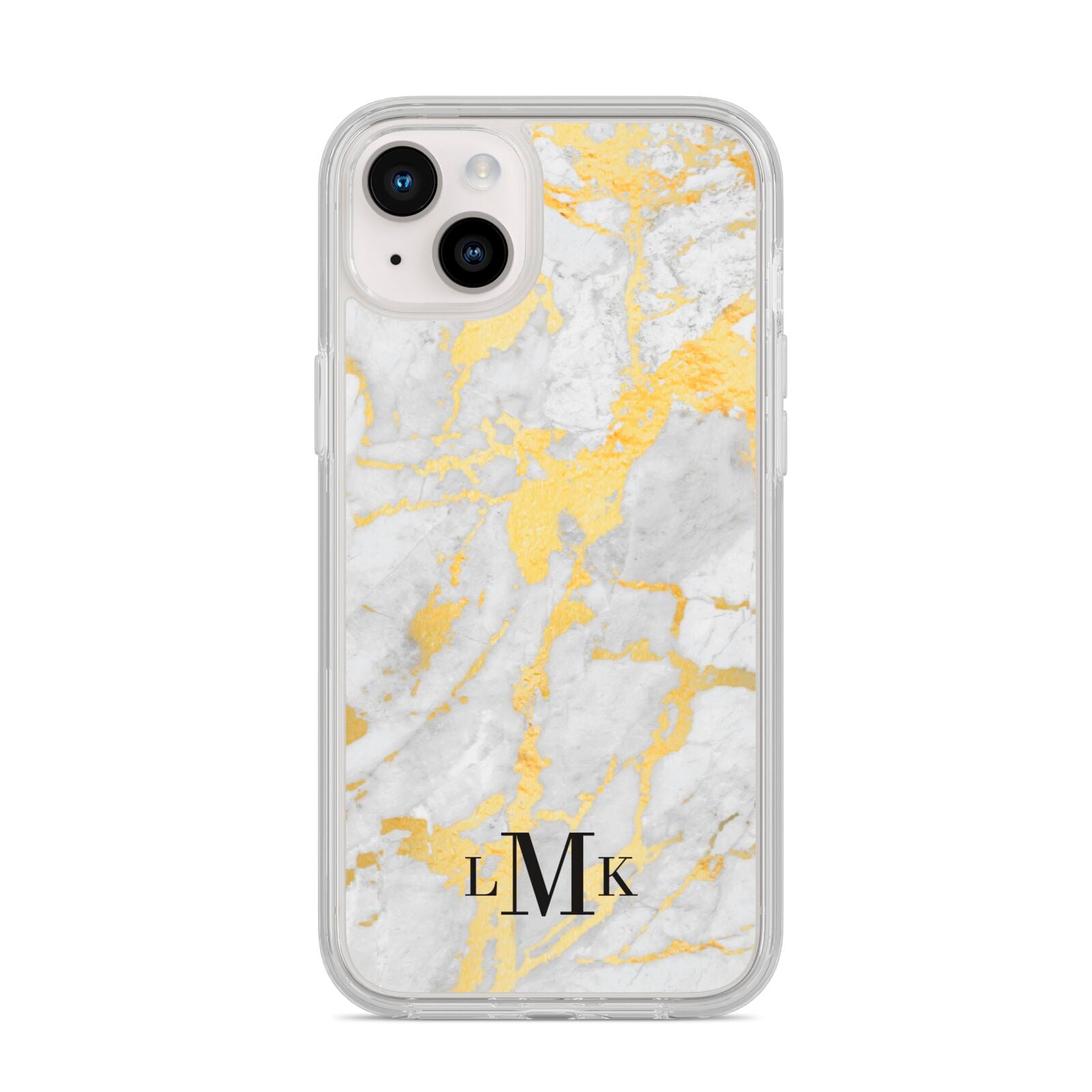 Gold Marble Initials Customised iPhone 14 Plus Clear Tough Case Starlight