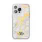 Gold Marble Initials Customised iPhone 14 Pro Max Glitter Tough Case Silver