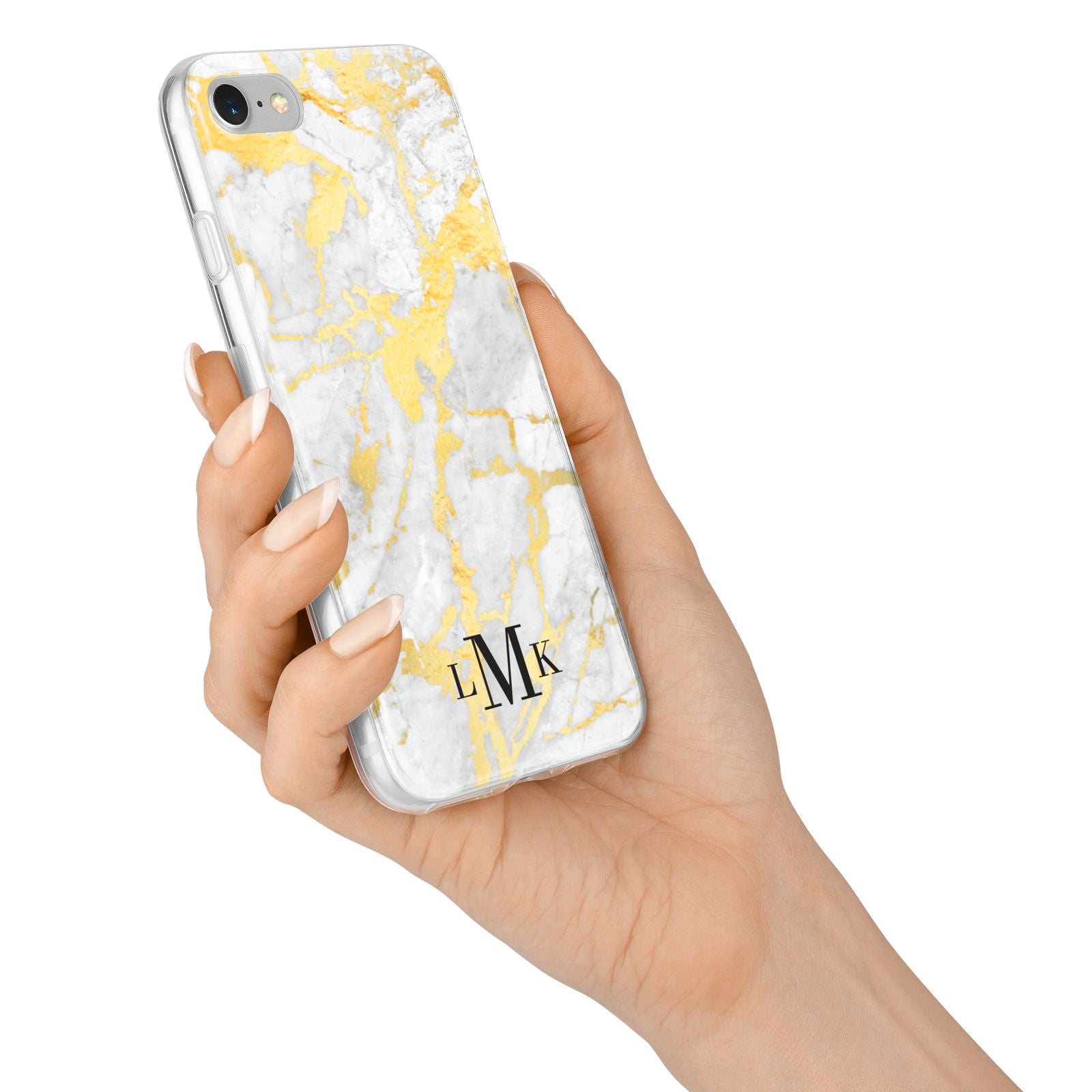 Gold Marble Initials Customised iPhone 7 Bumper Case on Silver iPhone Alternative Image