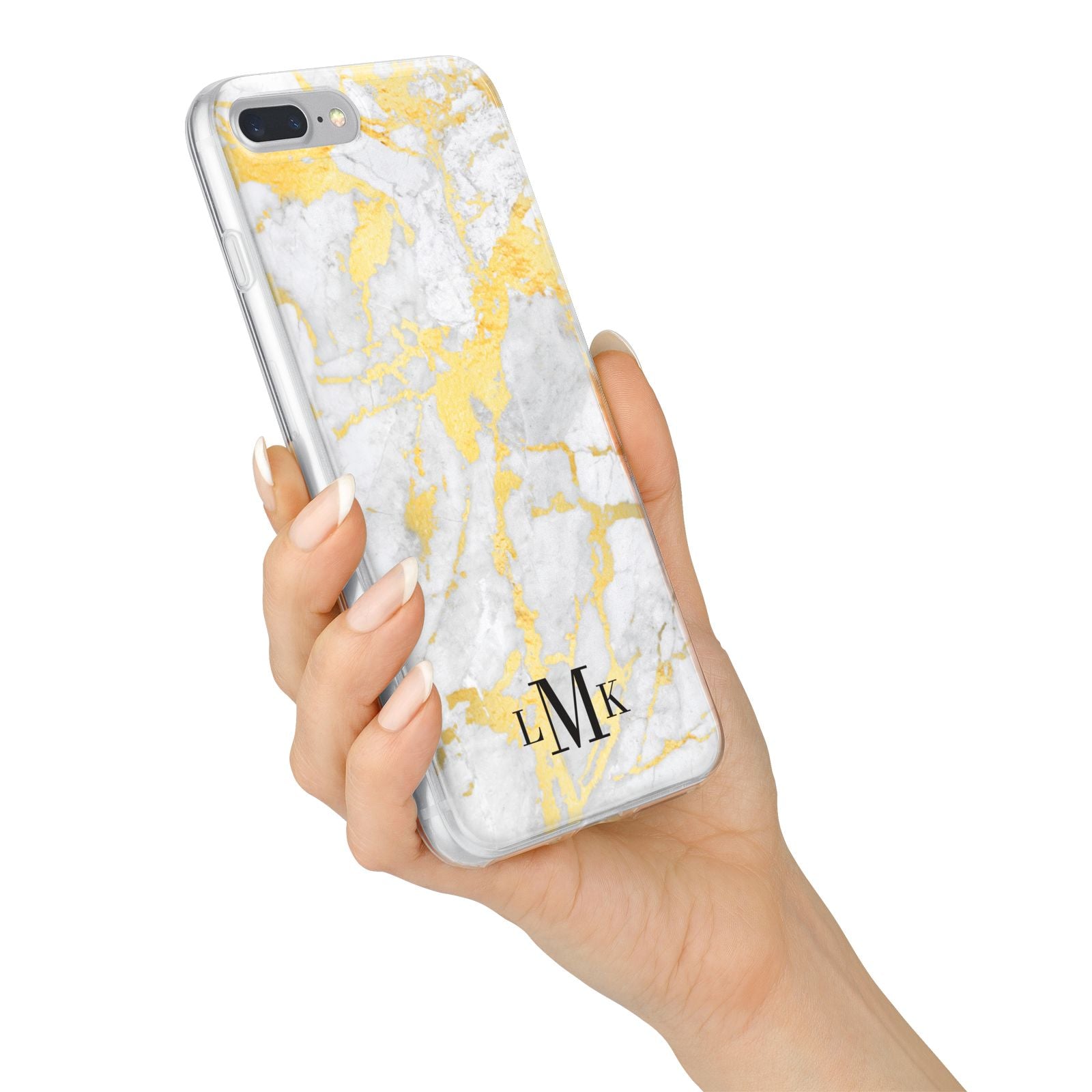 Gold Marble Initials Customised iPhone 7 Plus Bumper Case on Silver iPhone Alternative Image