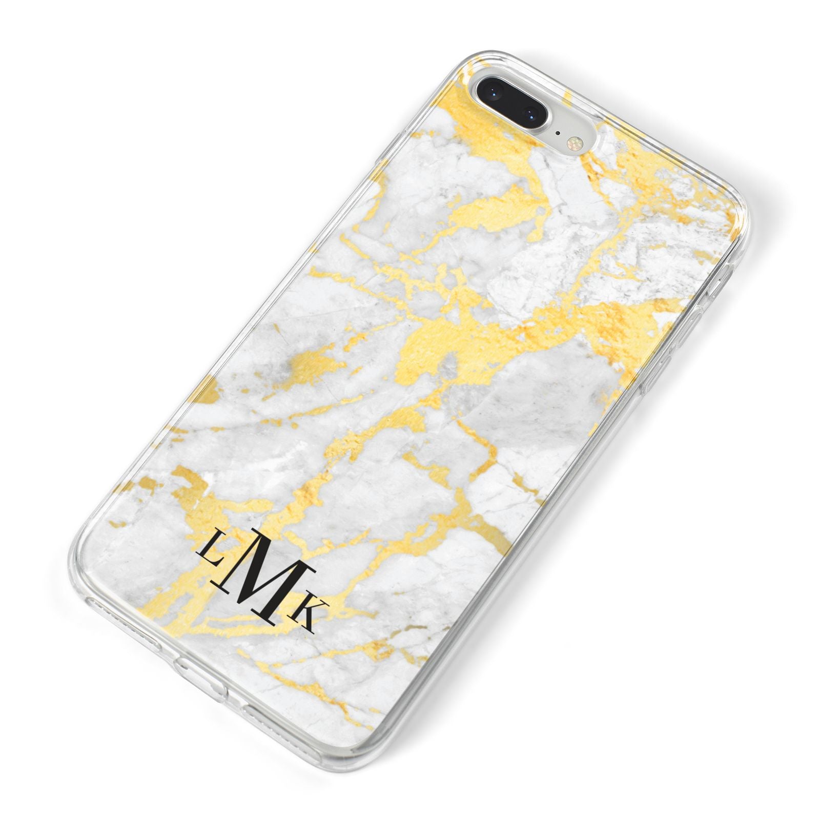 Gold Marble Initials Customised iPhone 8 Plus Bumper Case on Silver iPhone Alternative Image