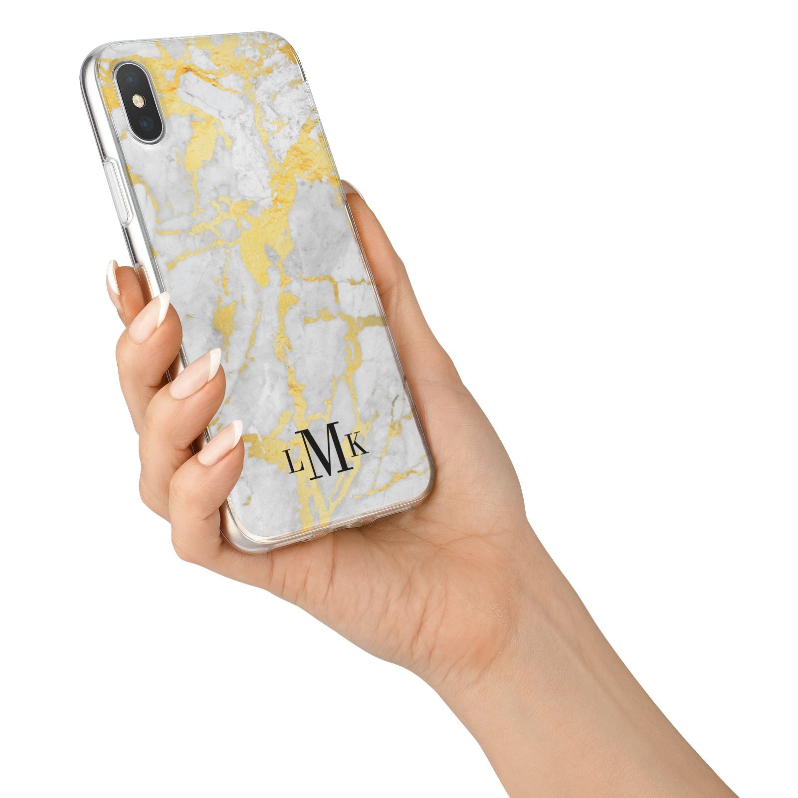 Gold Marble Initials Customised iPhone X Bumper Case on Silver iPhone Alternative Image 2