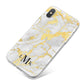 Gold Marble Initials Customised iPhone X Bumper Case on Silver iPhone