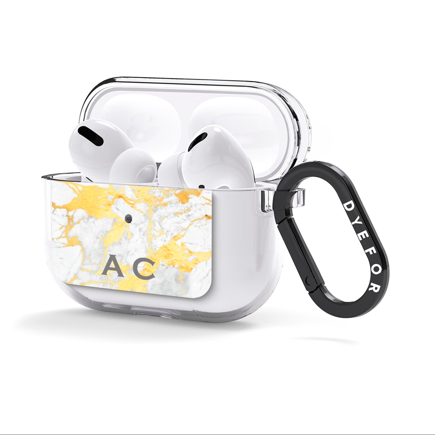 Gold Marble Initials Personalised AirPods Clear Case 3rd Gen Side Image