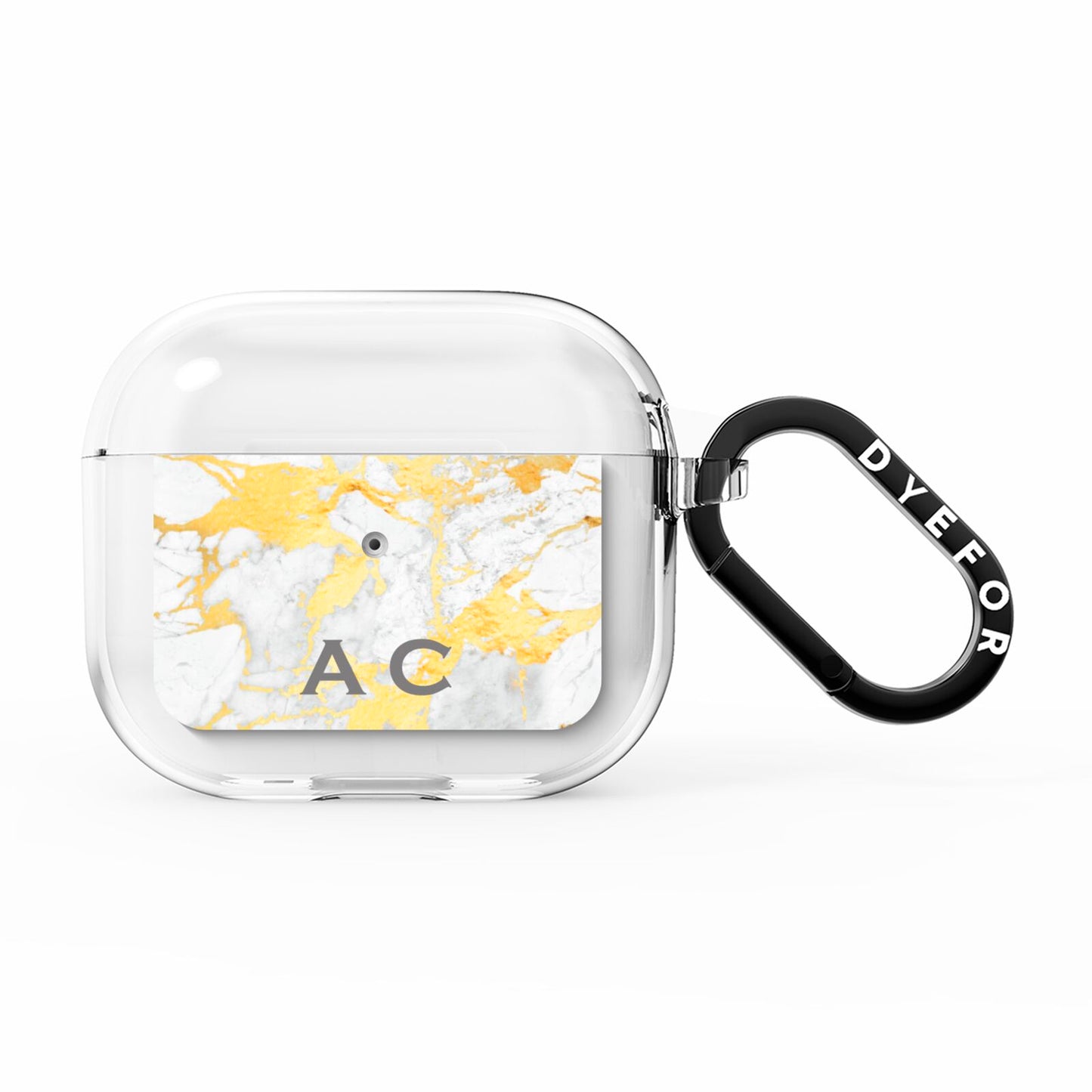 Gold Marble Initials Personalised AirPods Clear Case 3rd Gen