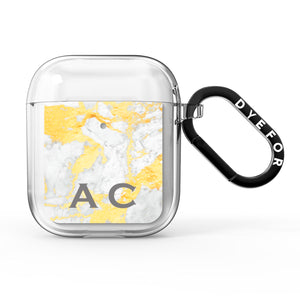 Gold Marble Initials Personalised AirPods Case
