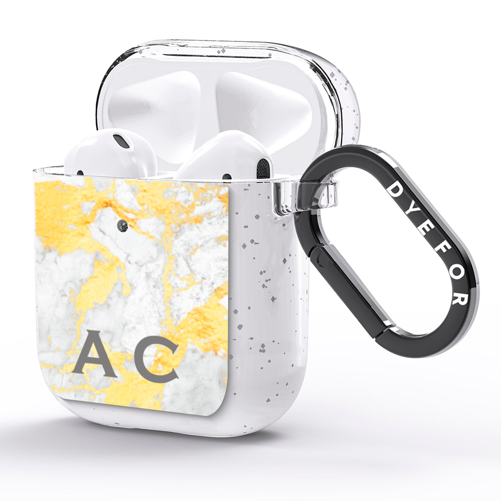 Gold Marble Initials Personalised AirPods Glitter Case Side Image