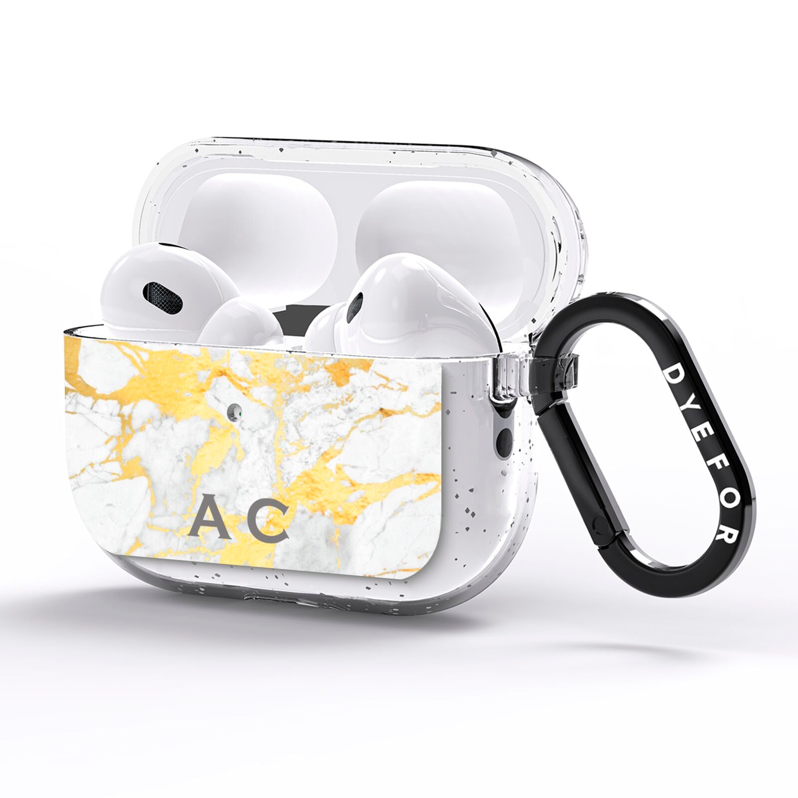 Gold Marble Initials Personalised AirPods Pro Glitter Case Side Image