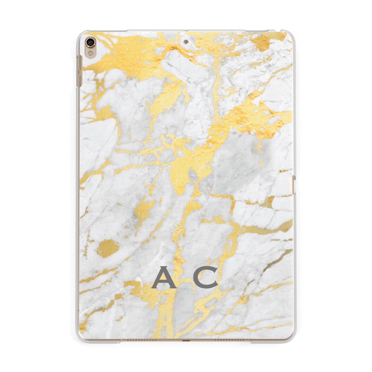 Gold Marble Initials Personalised Apple iPad Gold Case