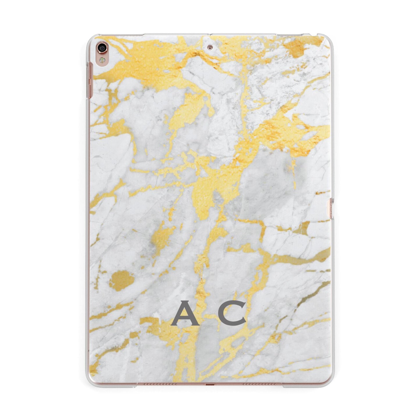 Gold Marble Initials Personalised Apple iPad Rose Gold Case