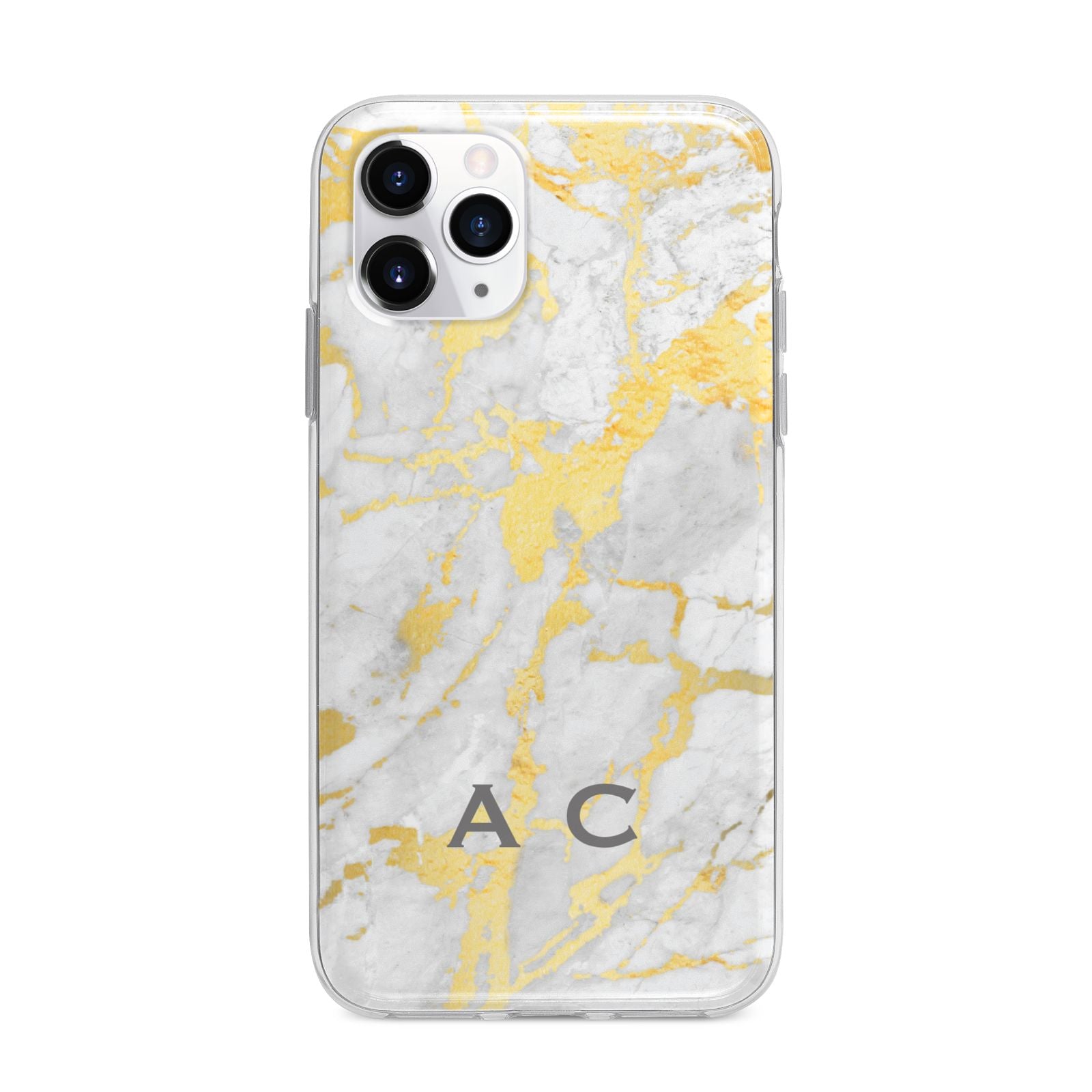Gold Marble Initials Personalised Apple iPhone 11 Pro Max in Silver with Bumper Case