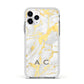 Gold Marble Initials Personalised Apple iPhone 11 Pro in Silver with White Impact Case