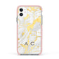 Gold Marble Initials Personalised Apple iPhone 11 in White with Pink Impact Case