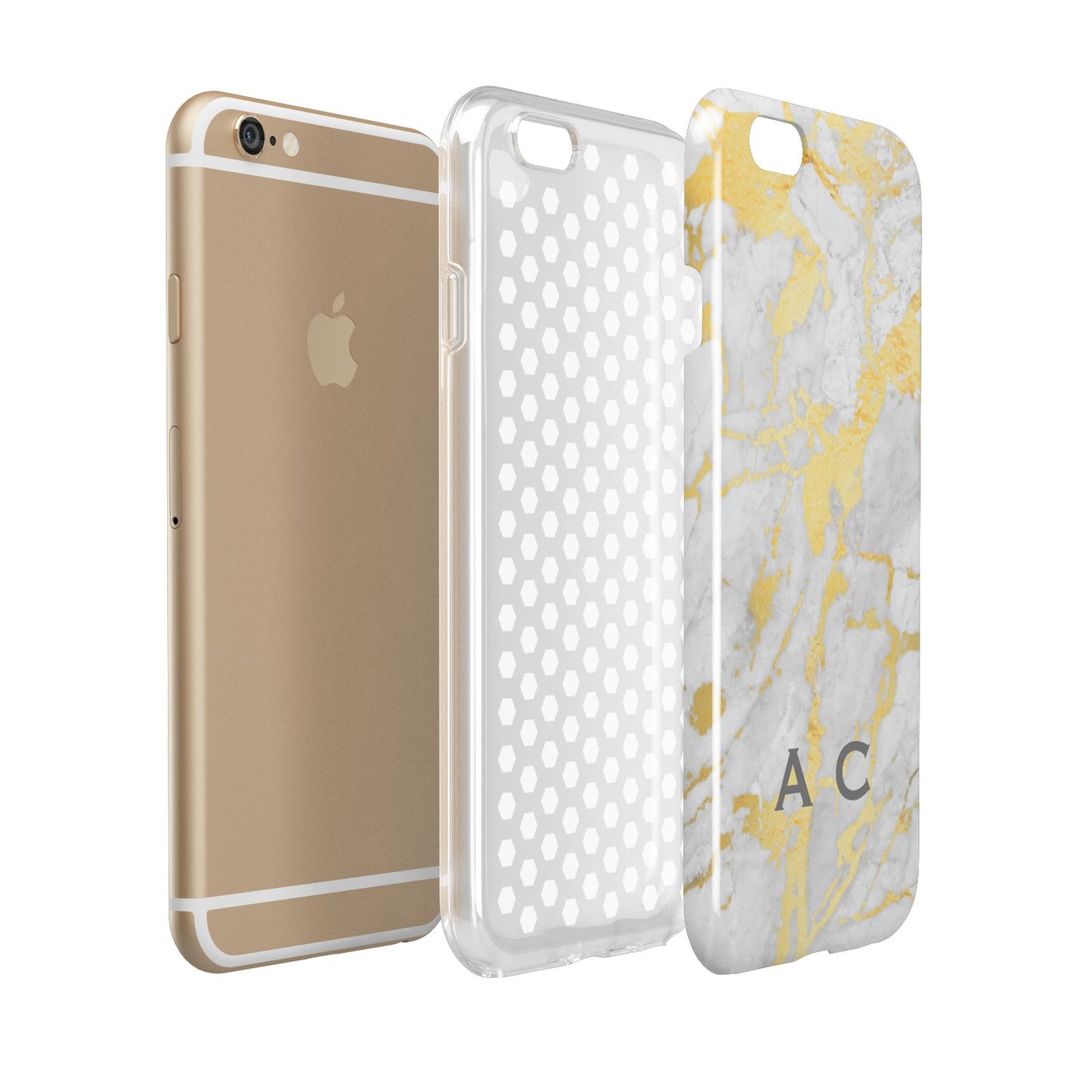 Gold Marble Initials Personalised Apple iPhone 6 3D Tough Case Expanded view