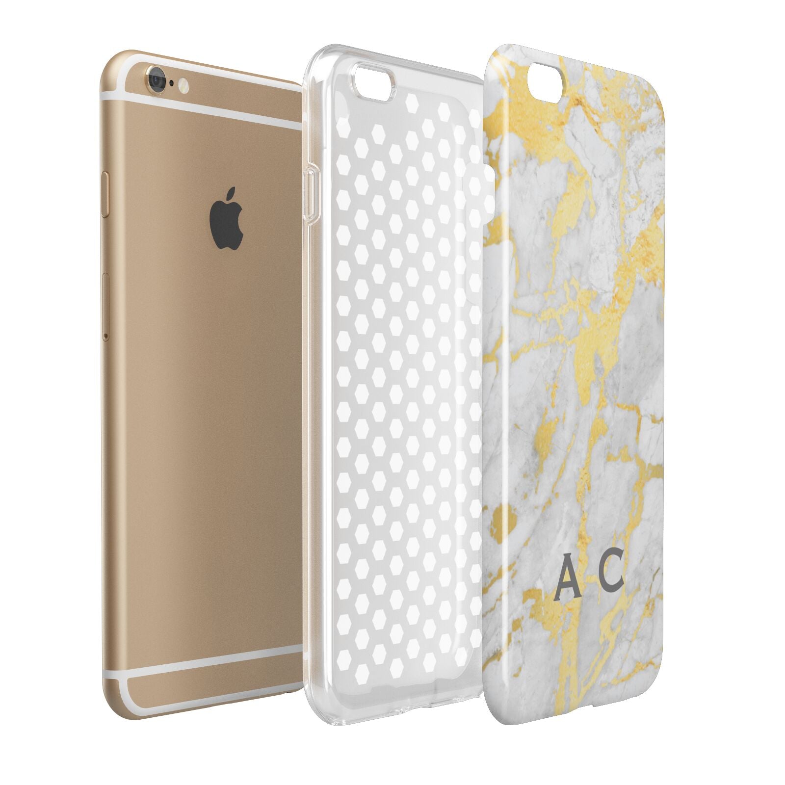 Gold Marble Initials Personalised Apple iPhone 6 Plus 3D Tough Case Expand Detail Image