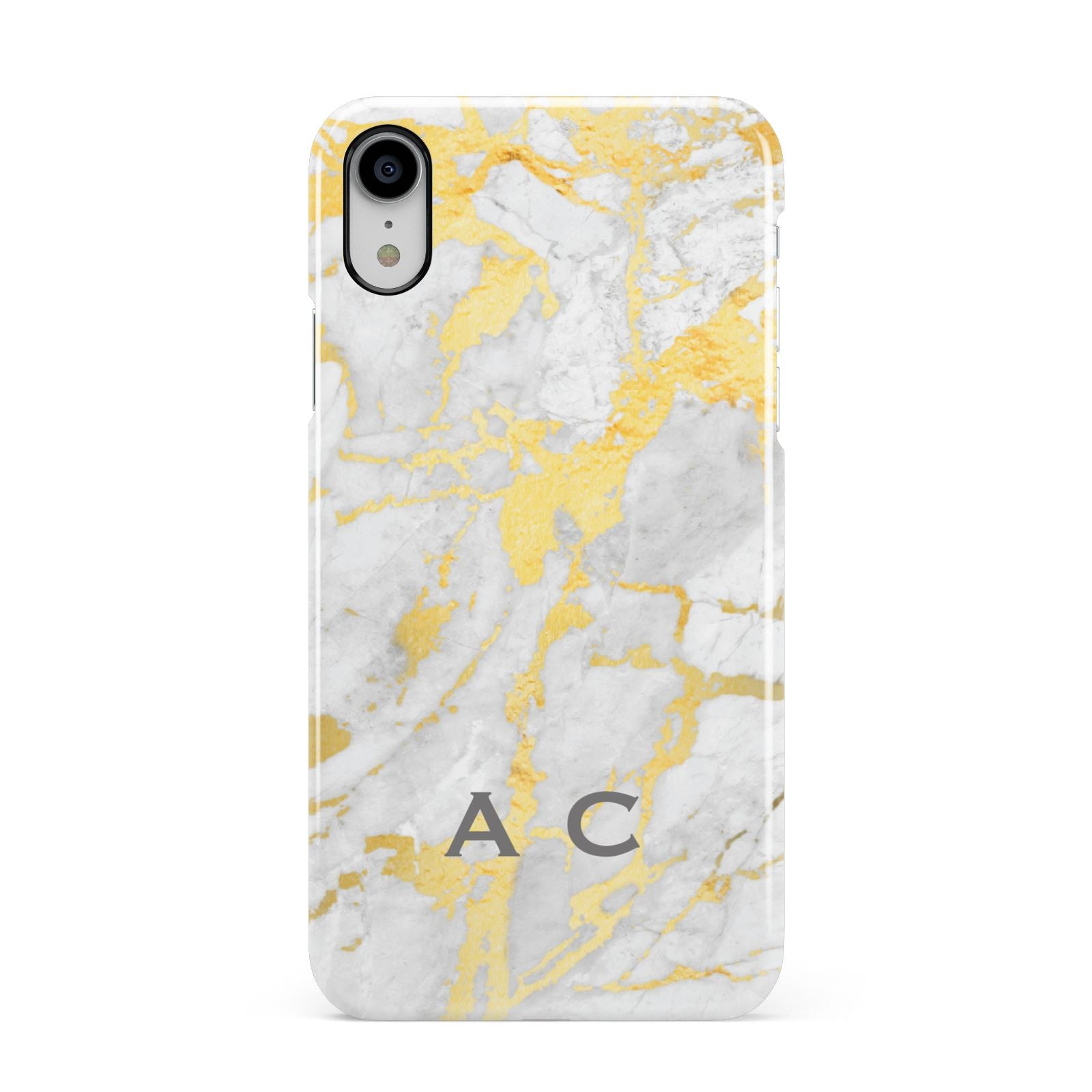 Gold Marble Initials Personalised Apple iPhone XR White 3D Snap Case