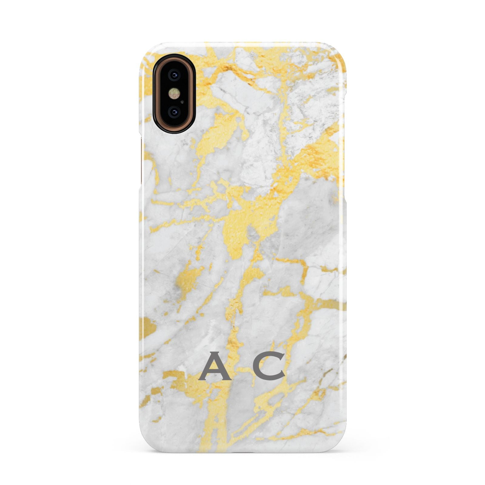 Gold Marble Initials Personalised Apple iPhone XS 3D Snap Case