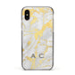 Gold Marble Initials Personalised Apple iPhone Xs Impact Case Black Edge on Gold Phone