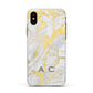 Gold Marble Initials Personalised Apple iPhone Xs Impact Case White Edge on Black Phone