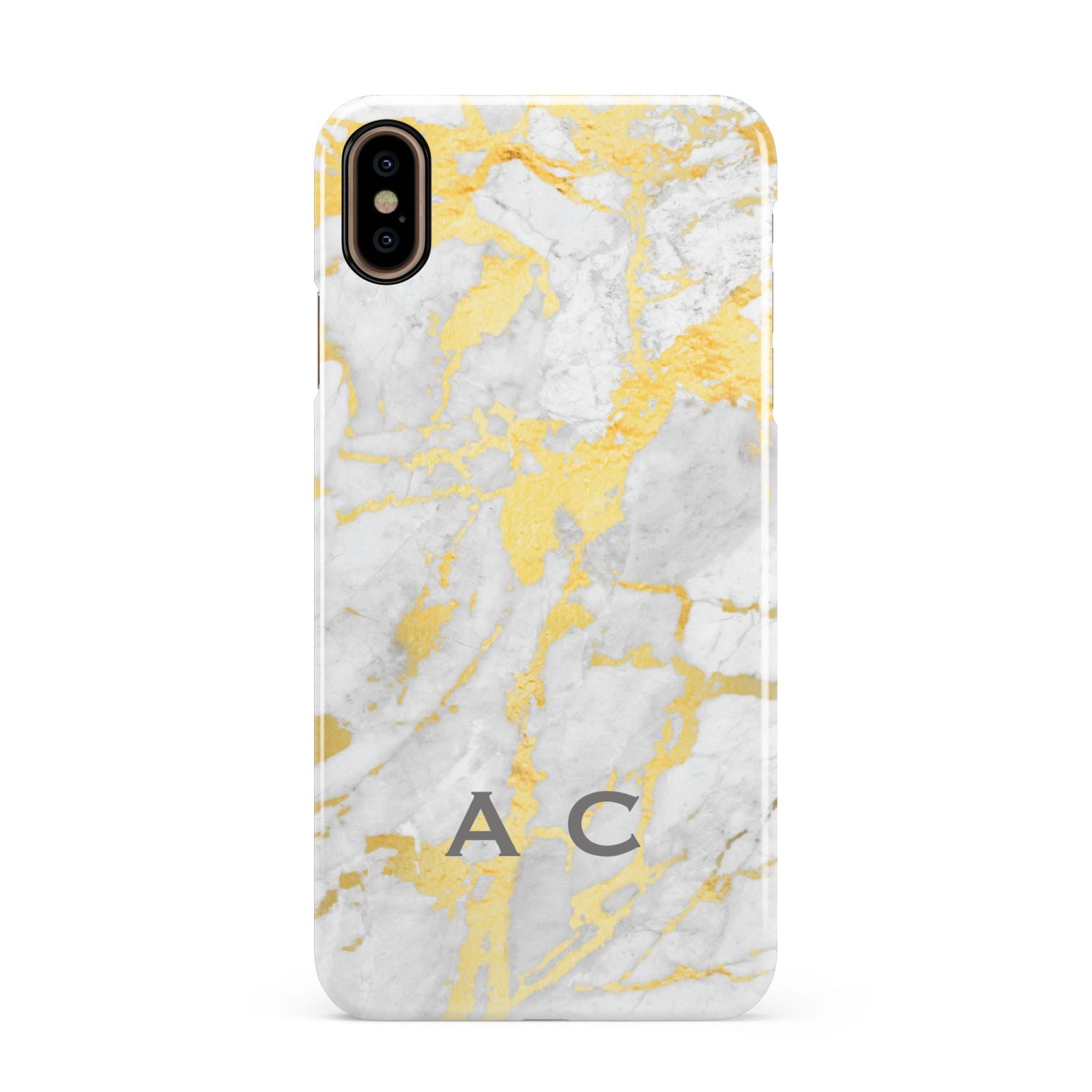 Gold Marble Initials Personalised Apple iPhone Xs Max 3D Snap Case