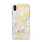 Gold Marble Initials Personalised Apple iPhone Xs Max Impact Case Pink Edge on Gold Phone