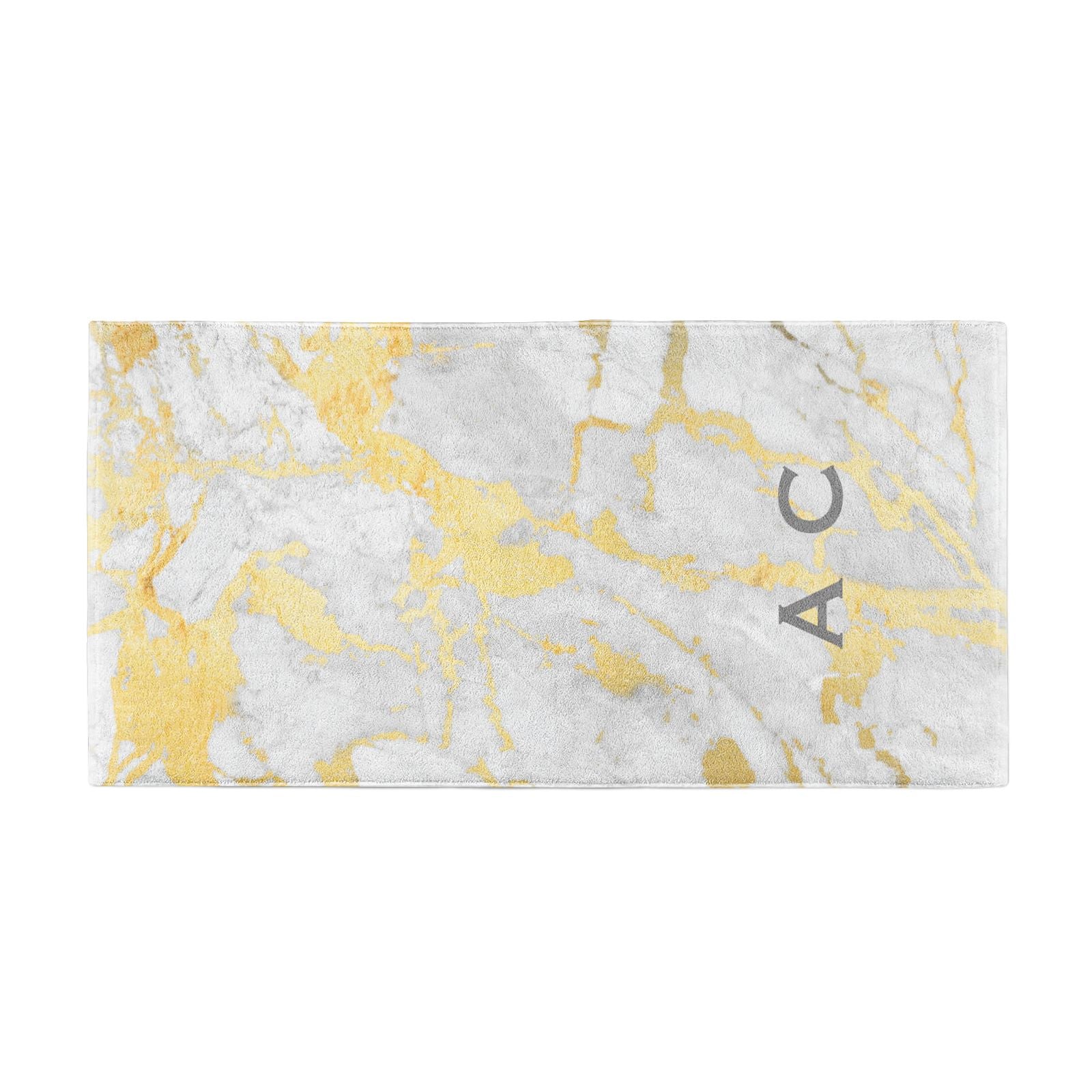 Gold Marble Initials Personalised Beach Towel Alternative Image