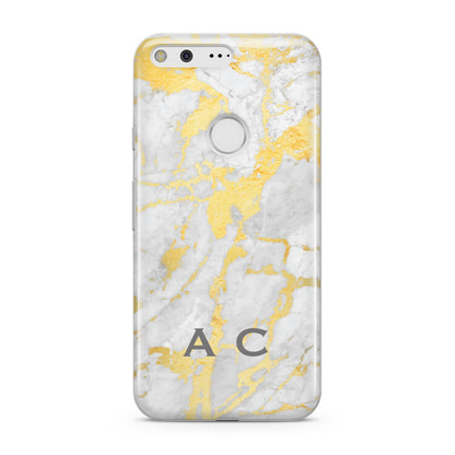 Gold Marble Initials Personalised Google Pixel Case
