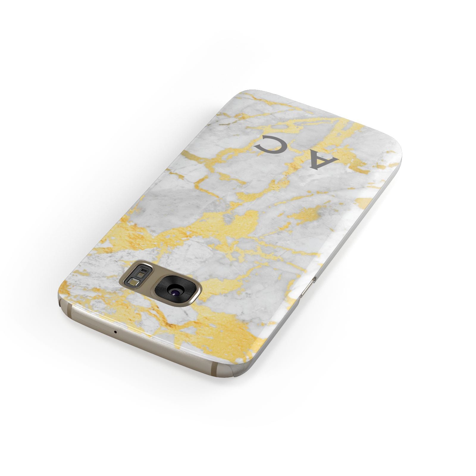 Gold Marble Initials Personalised Samsung Galaxy Case Front Close Up