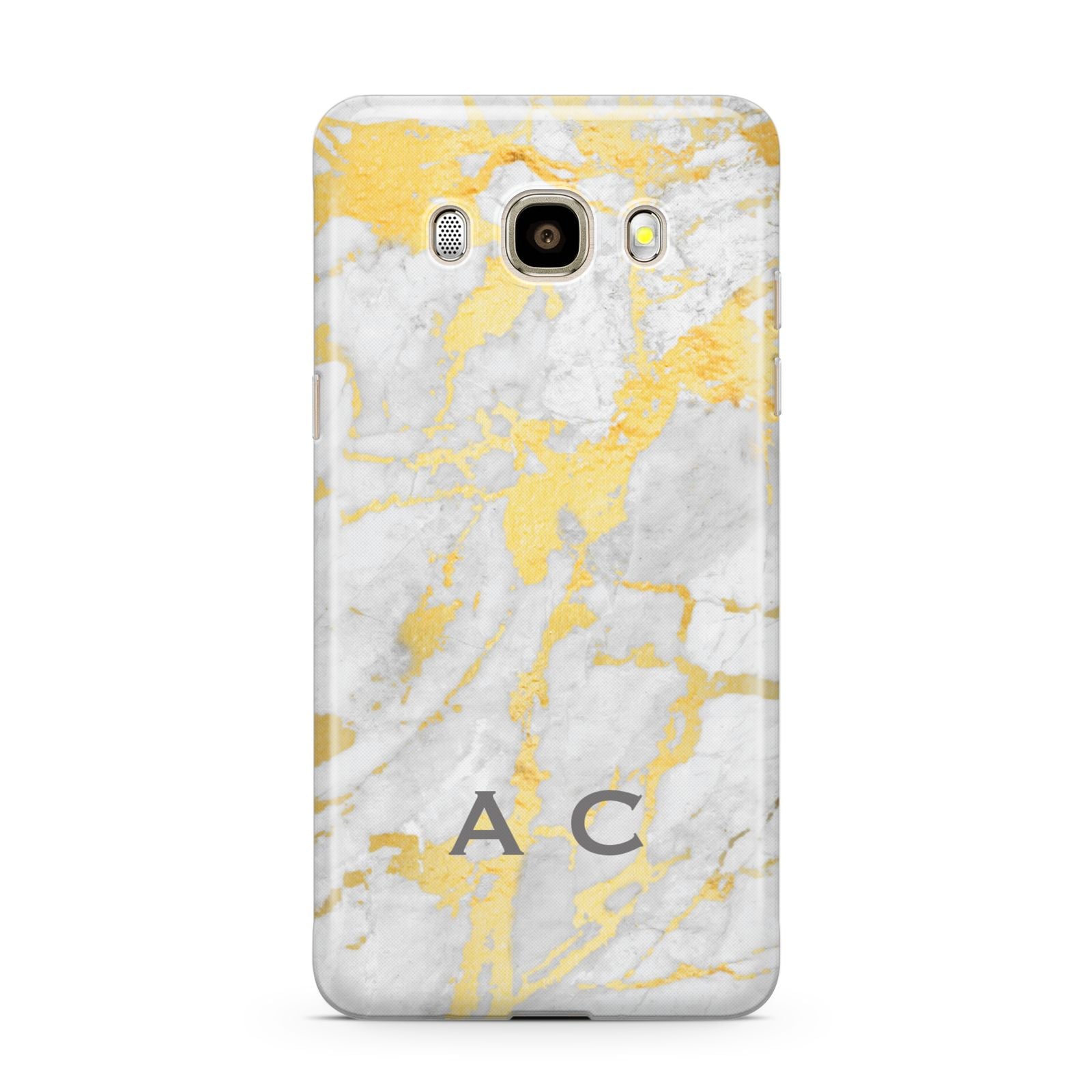 Gold Marble Initials Personalised Samsung Galaxy J7 2016 Case on gold phone