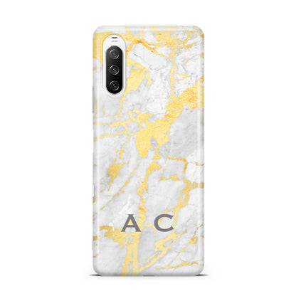 Gold Marble Initials Personalised Sony Xperia 10 III Case