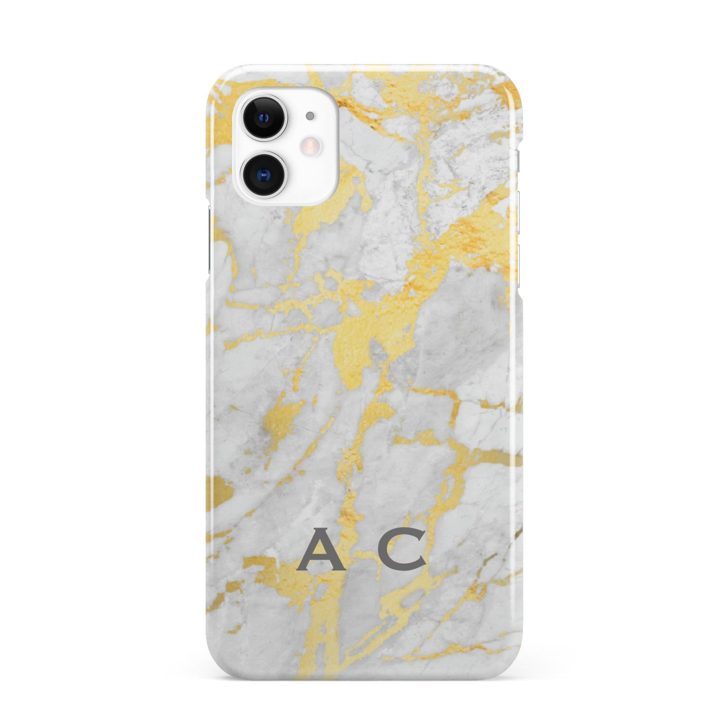 Gold Marble Initials Personalised iPhone 11 3D Snap Case