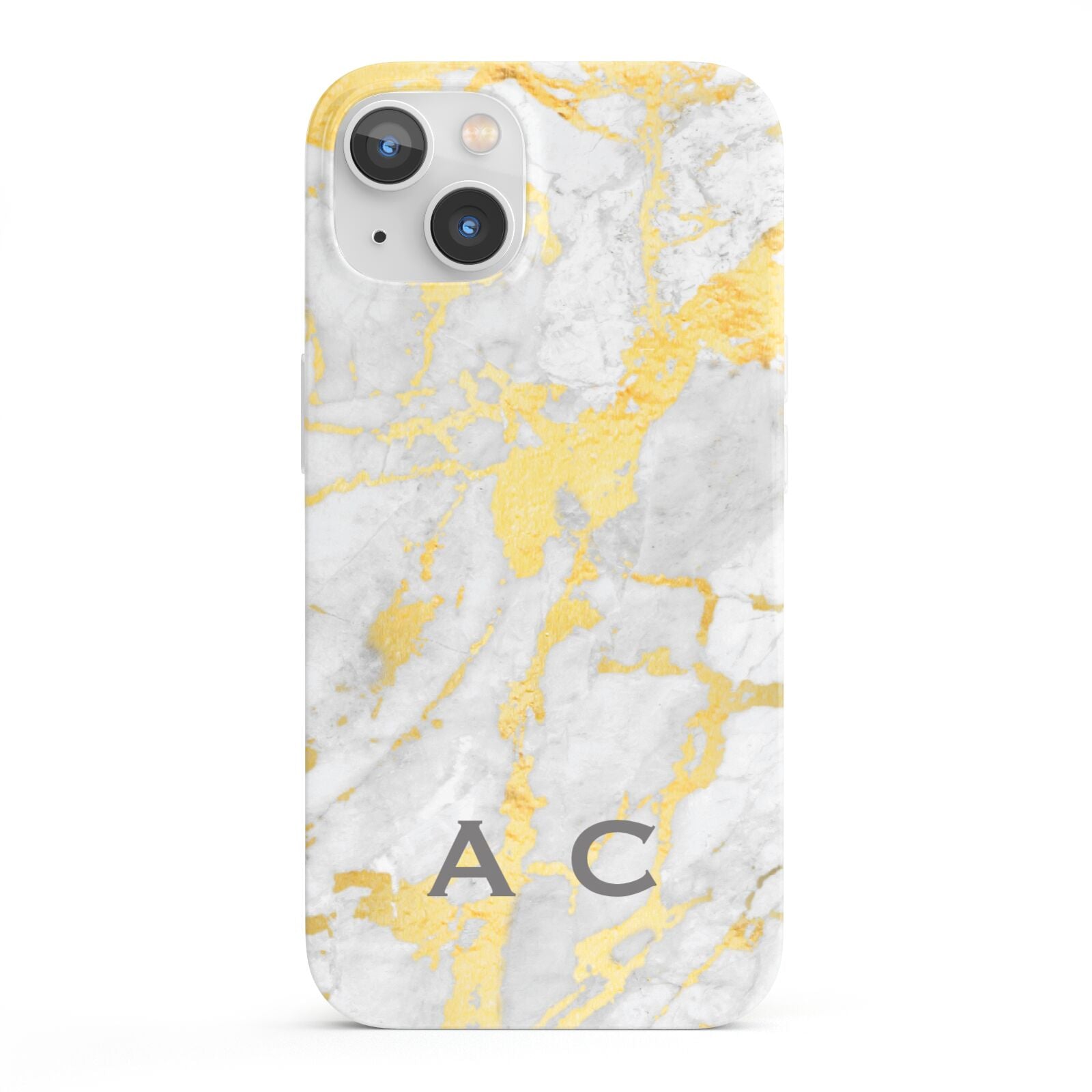 Gold Marble Initials Personalised iPhone 13 Full Wrap 3D Snap Case