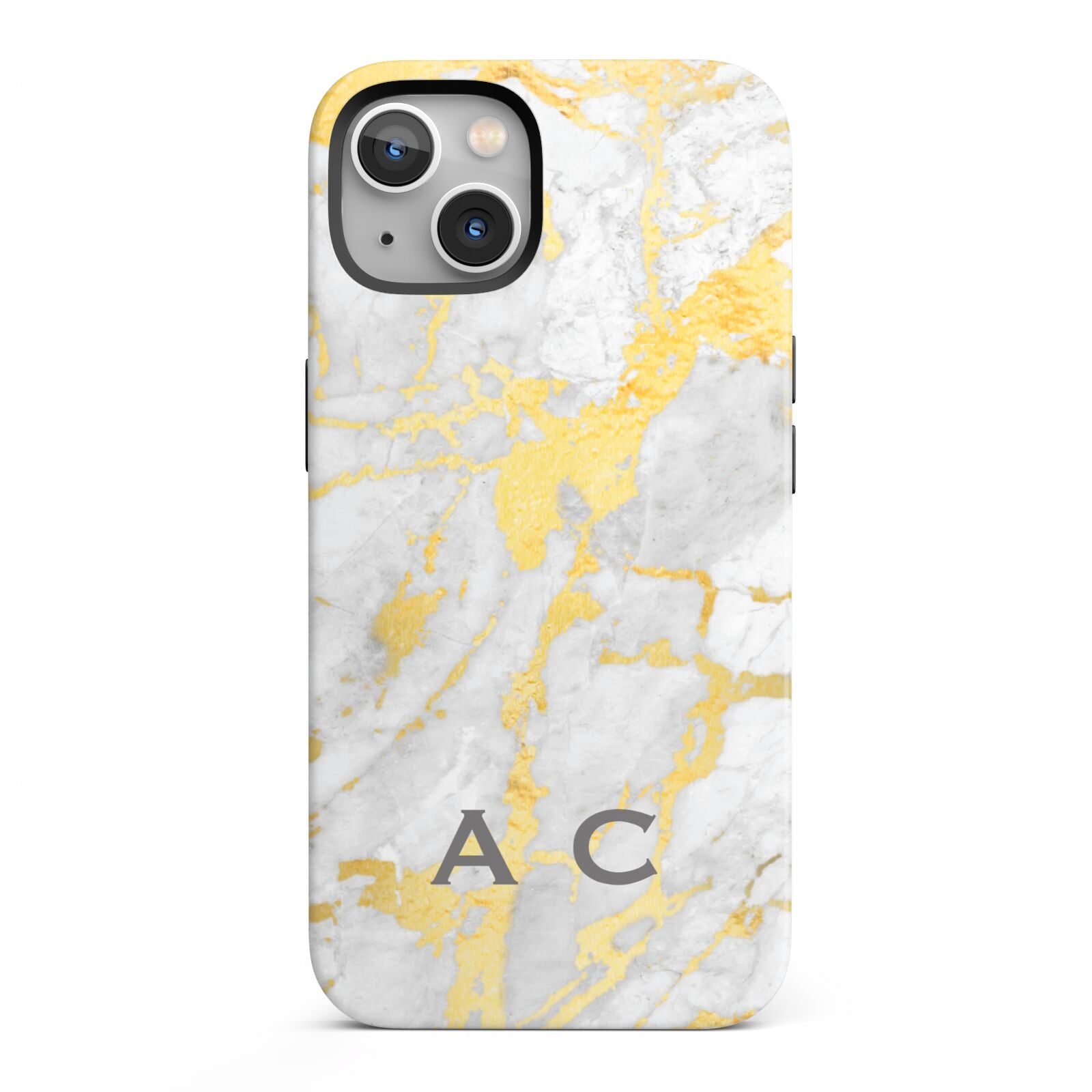 Gold Marble Initials Personalised iPhone 13 Full Wrap 3D Tough Case
