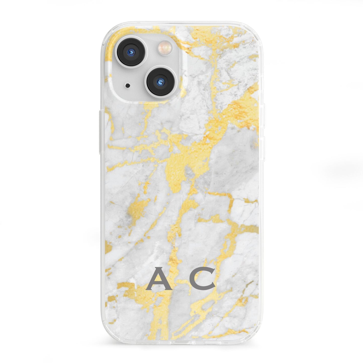 Gold Marble Initials Personalised iPhone 13 Mini Clear Bumper Case