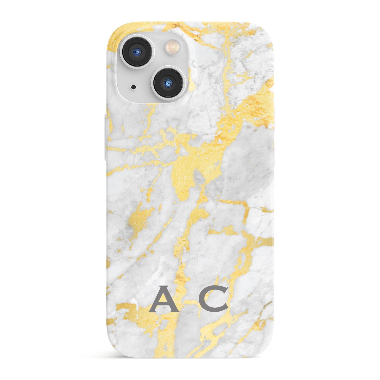 Gold Marble Initials Personalised iPhone 13 Mini Full Wrap 3D Snap Case