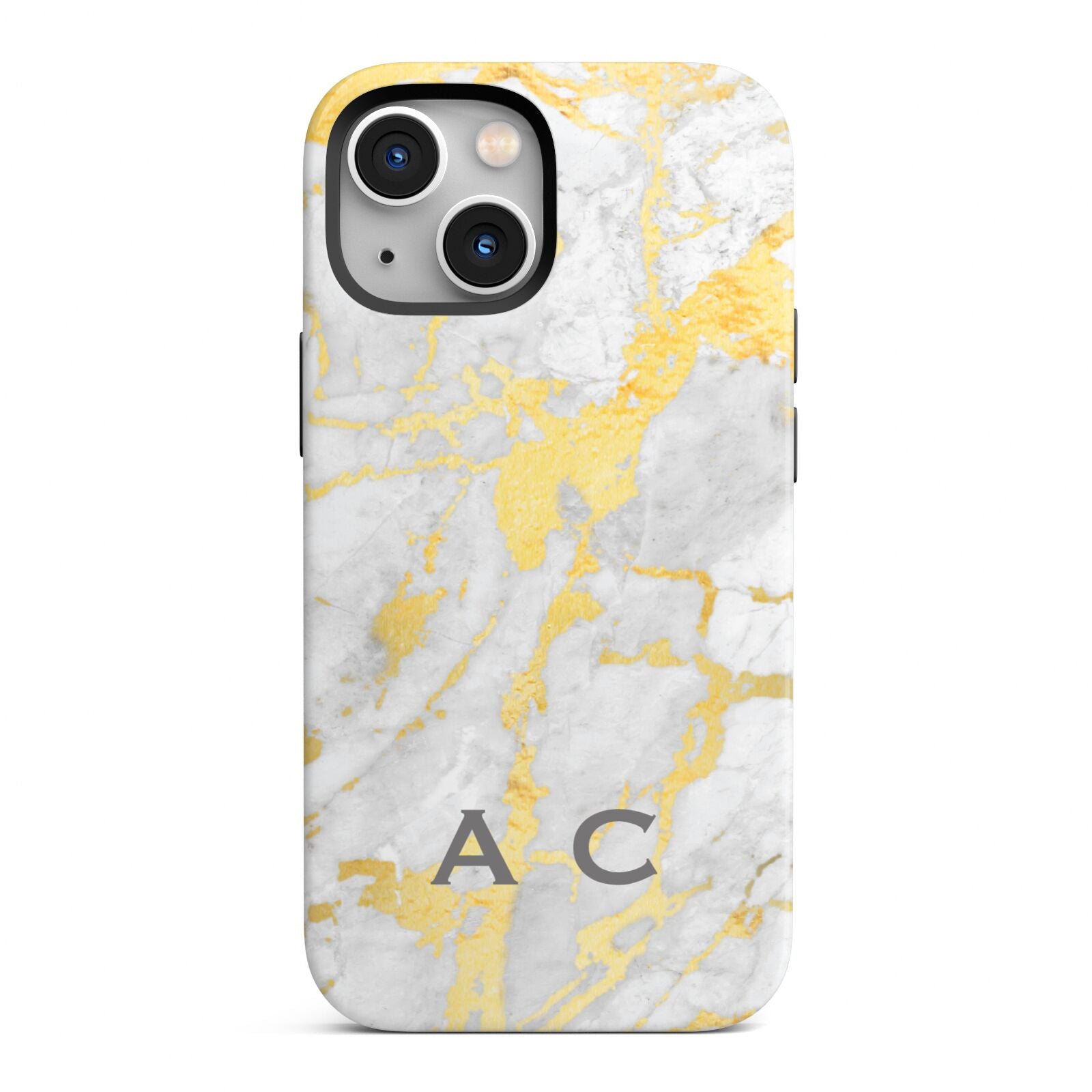 Gold Marble Initials Personalised iPhone 13 Mini Full Wrap 3D Tough Case