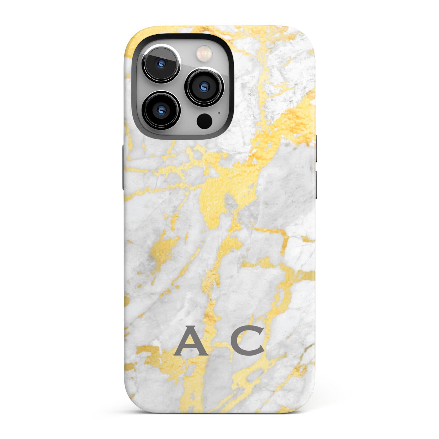 Gold Marble Initials Personalised iPhone 13 Pro Full Wrap 3D Tough Case