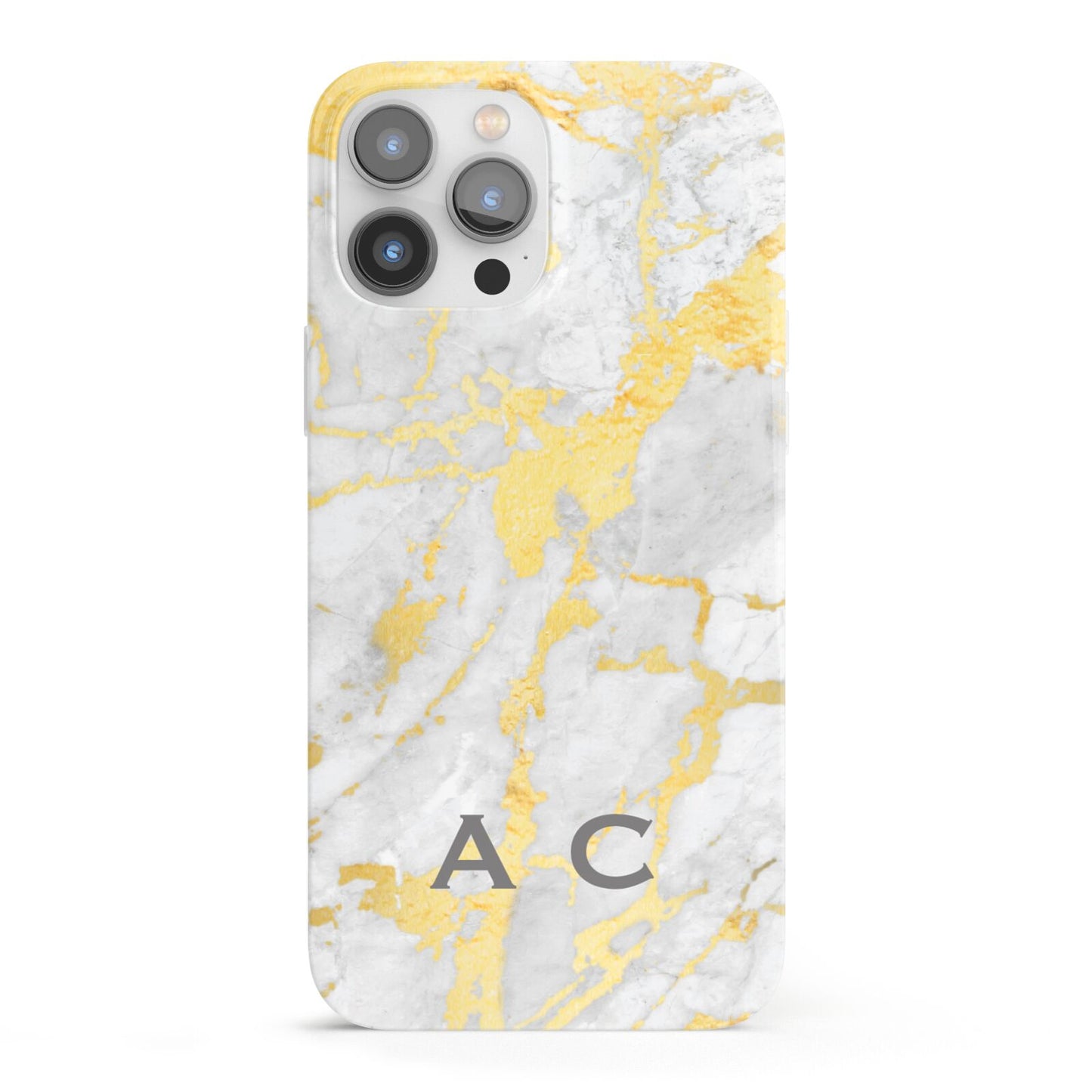 Gold Marble Initials Personalised iPhone 13 Pro Max Full Wrap 3D Snap Case