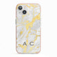 Gold Marble Initials Personalised iPhone 13 TPU Impact Case with Pink Edges