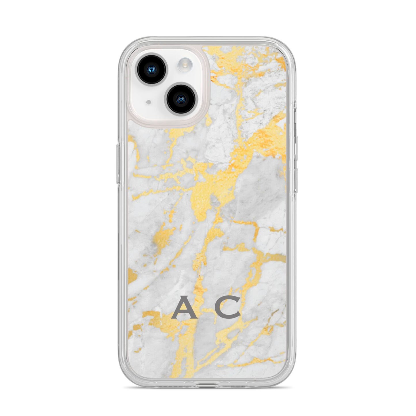 Gold Marble Initials Personalised iPhone 14 Clear Tough Case Starlight
