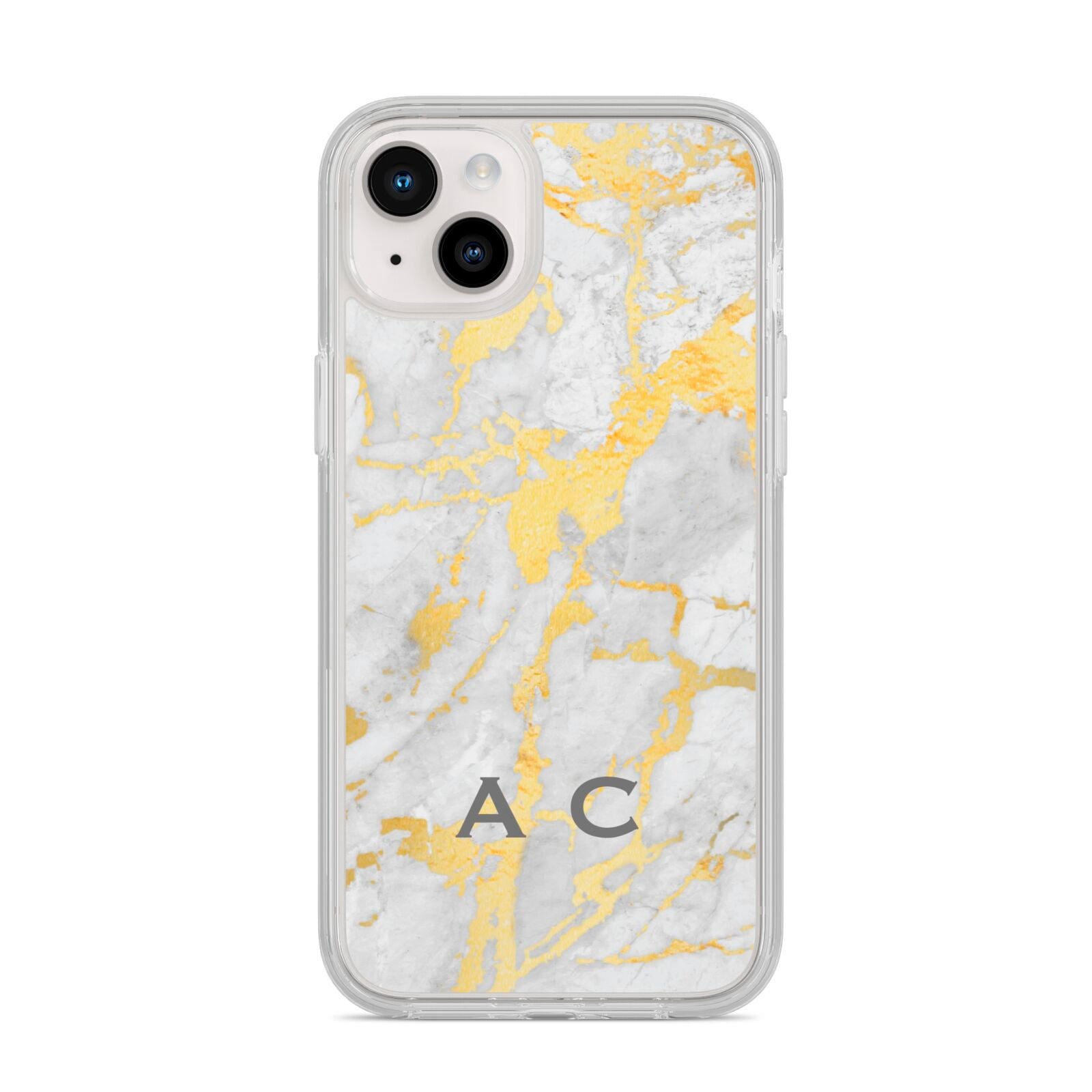 Gold Marble Initials Personalised iPhone 14 Plus Clear Tough Case Starlight
