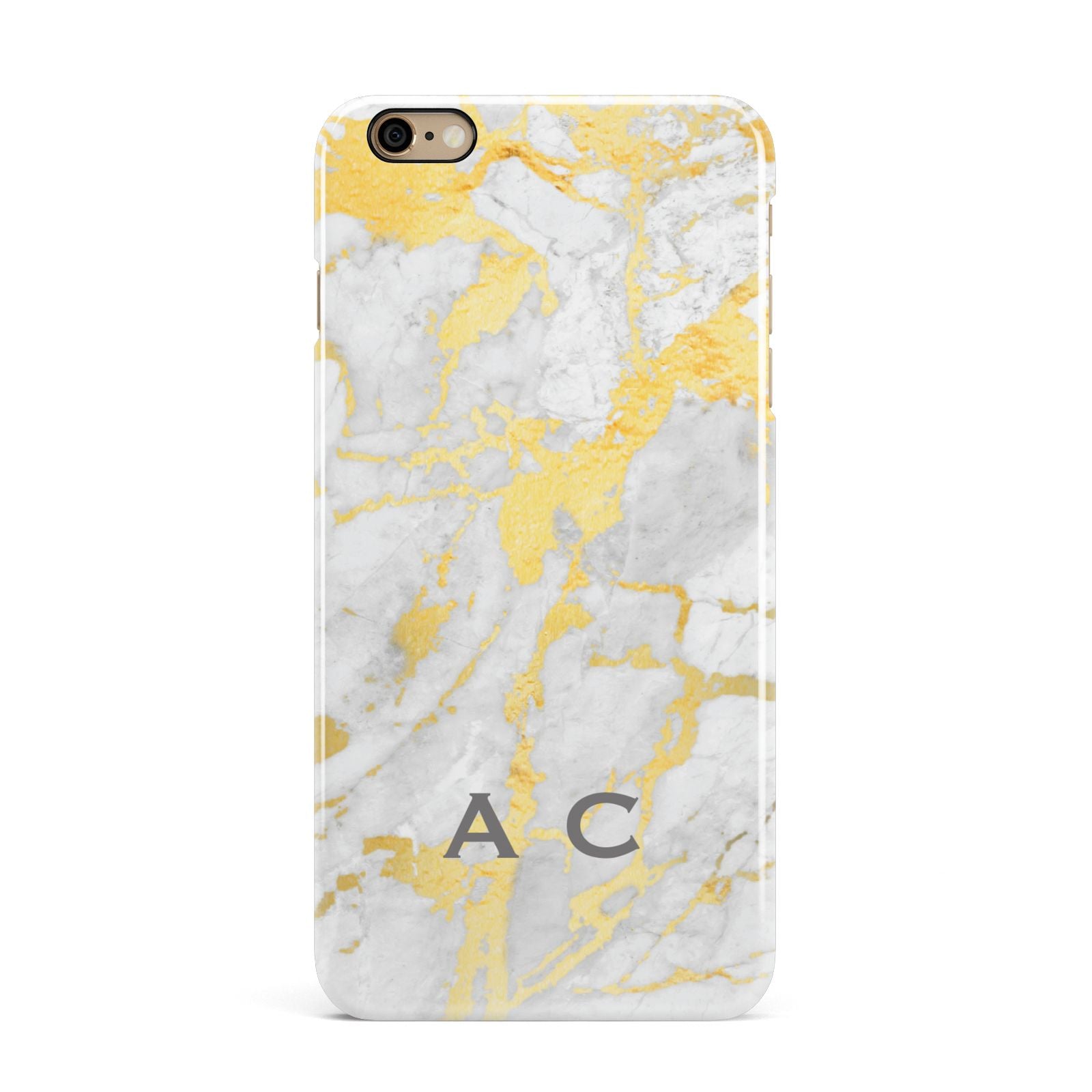 Gold Marble Initials Personalised iPhone 6 Plus 3D Snap Case on Gold Phone