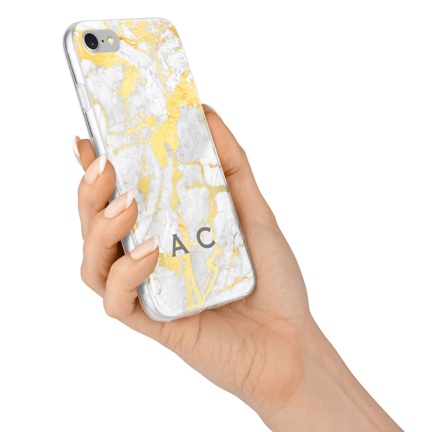 Gold Marble Initials Personalised iPhone 7 Bumper Case on Silver iPhone Alternative Image