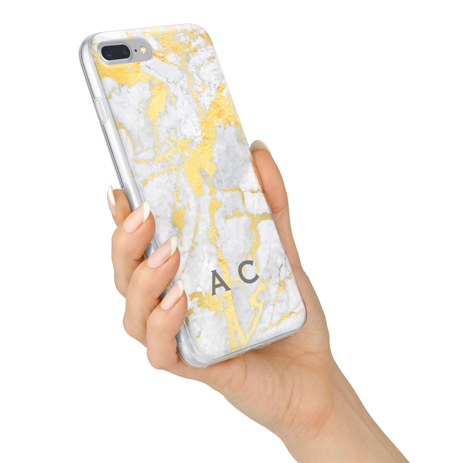 Gold Marble Initials Personalised iPhone 7 Plus Bumper Case on Silver iPhone Alternative Image