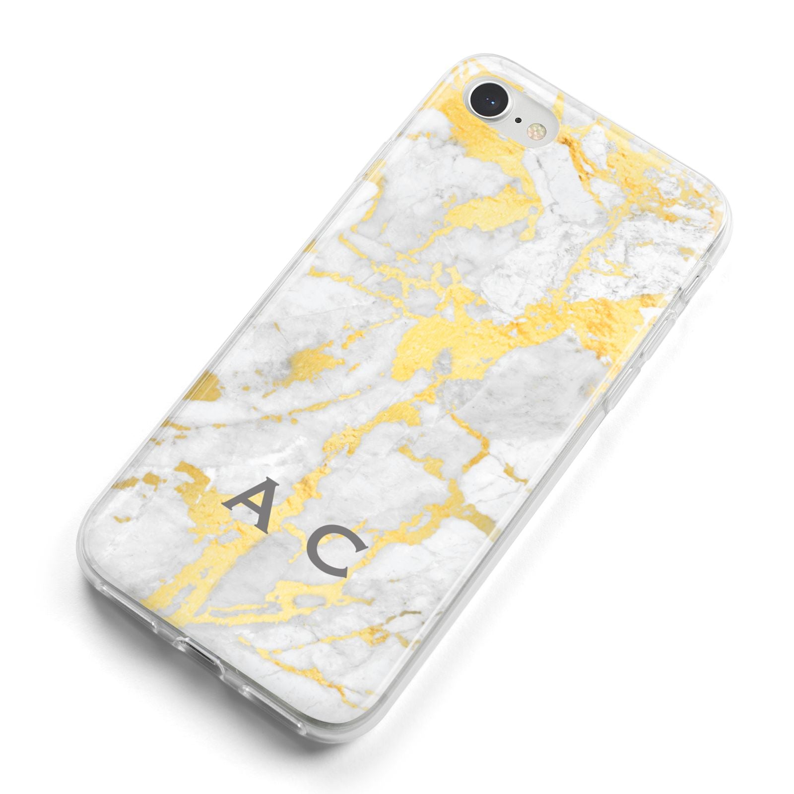 Gold Marble Initials Personalised iPhone 8 Bumper Case on Silver iPhone Alternative Image
