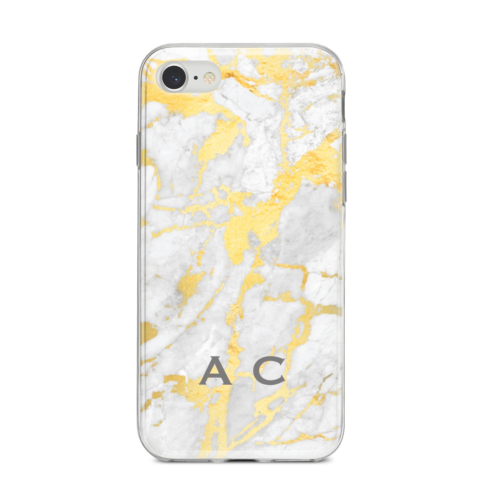 Gold Marble Initials Personalised iPhone 8 Bumper Case on Silver iPhone