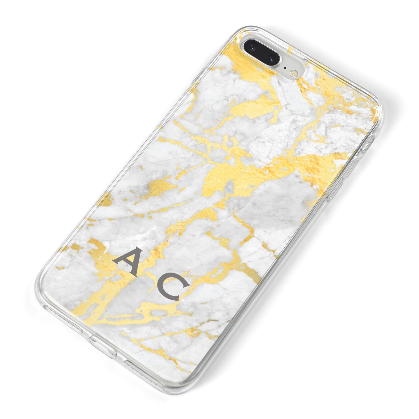 Gold Marble Initials Personalised iPhone 8 Plus Bumper Case on Silver iPhone Alternative Image