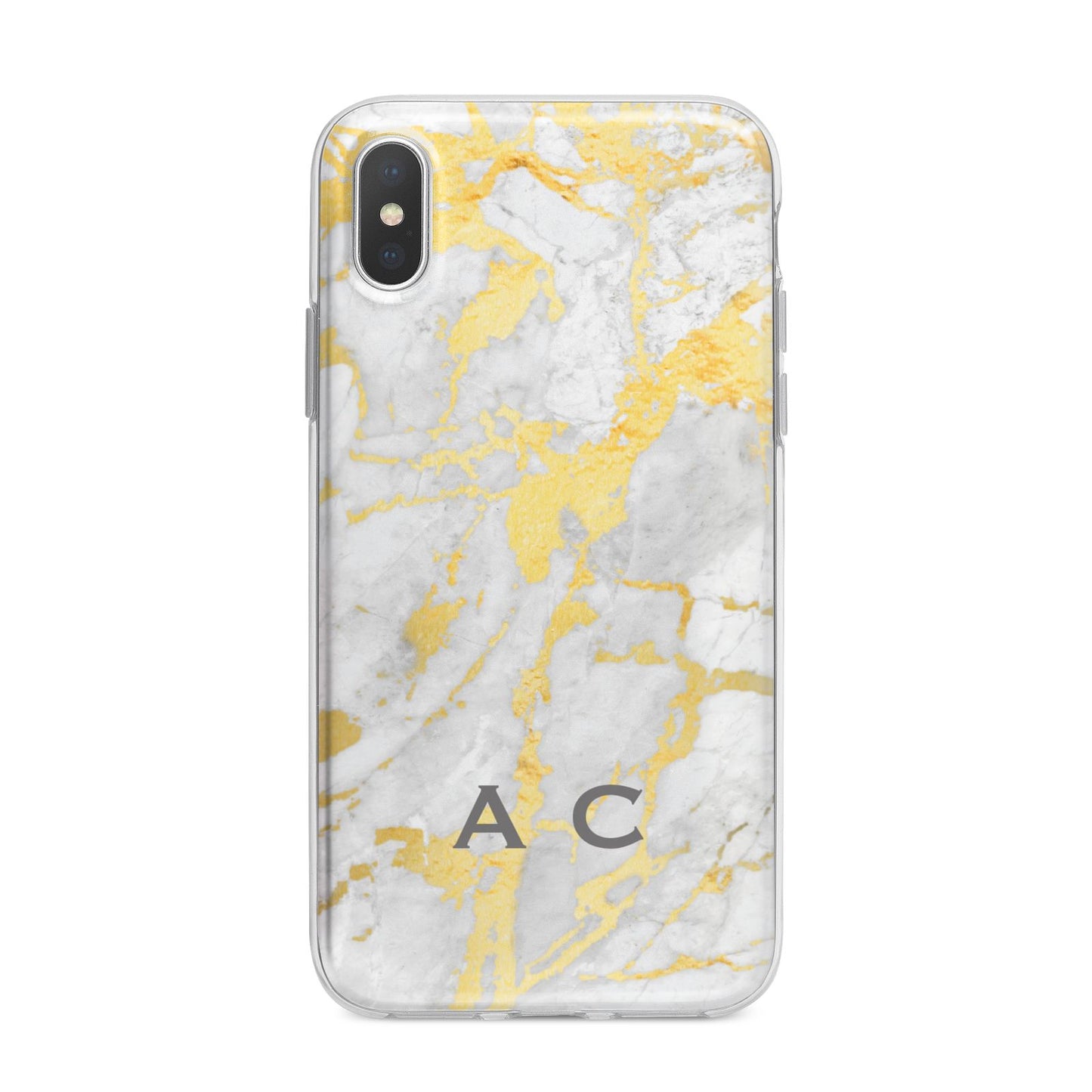 Gold Marble Initials Personalised iPhone X Bumper Case on Silver iPhone Alternative Image 1