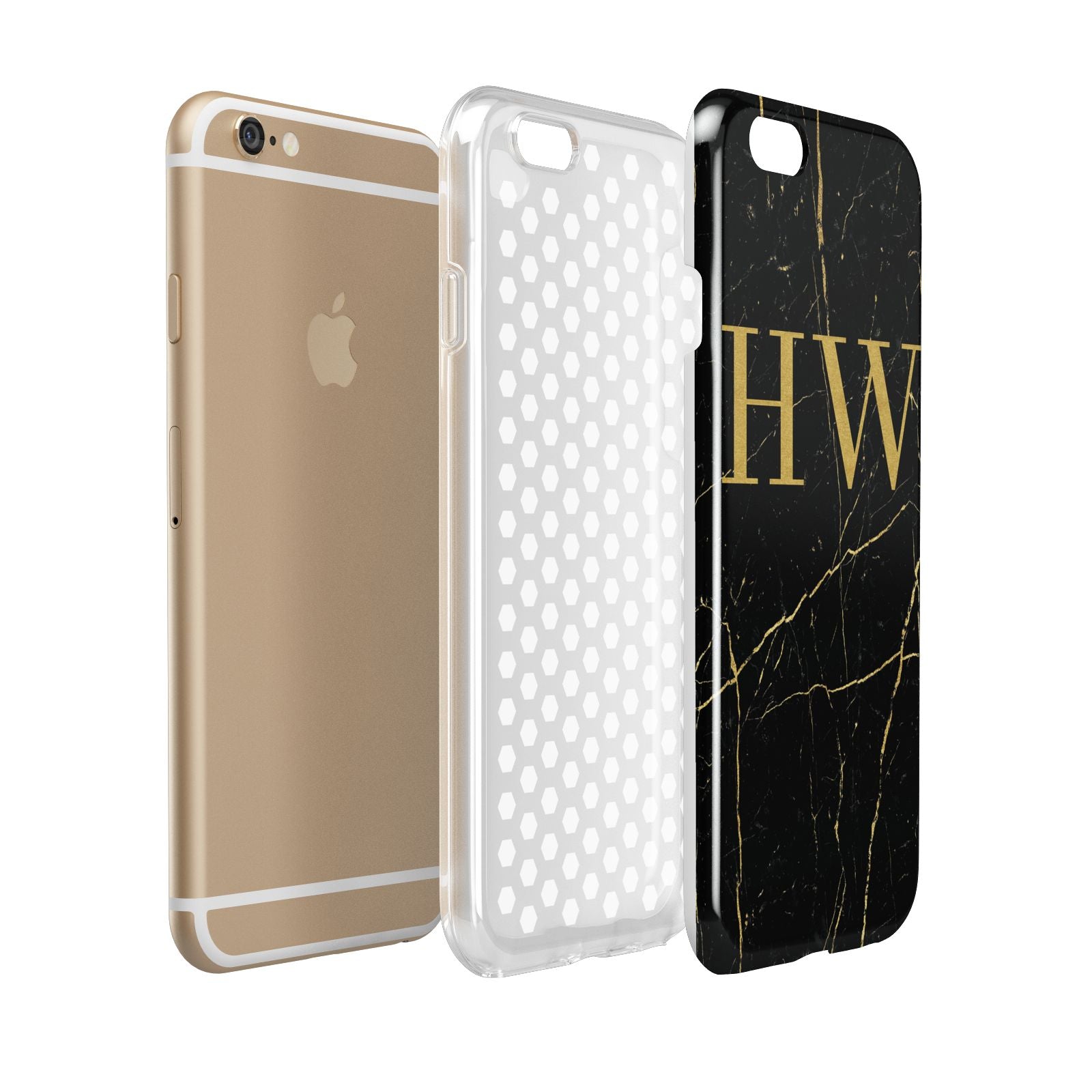 Gold Marble Monogram Personalised Apple iPhone 6 3D Tough Case Expanded view