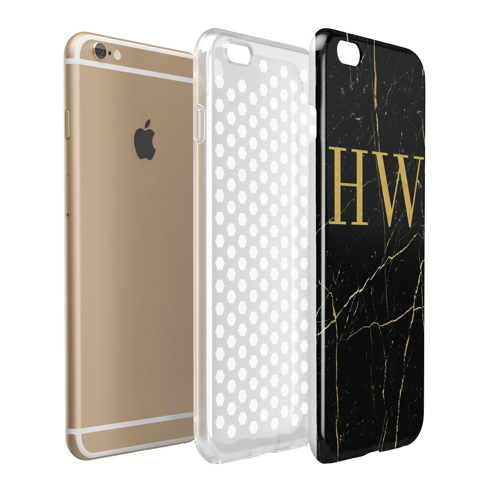 Gold Marble Monogram Personalised Apple iPhone 6 Plus 3D Tough Case Expand Detail Image